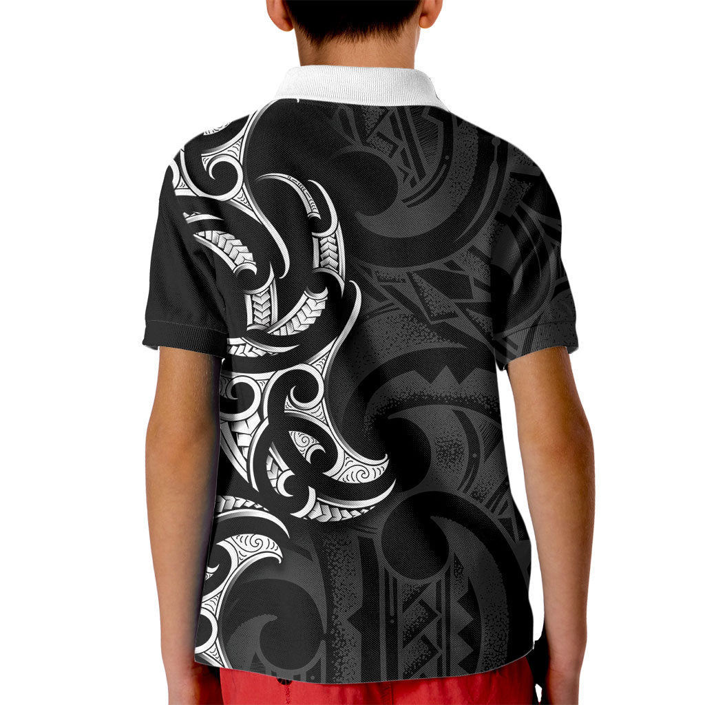 White Ribbon Day New Zealand Kid Polo Shirt Aotearoa Maori Pattern LT14 - Polynesian Pride