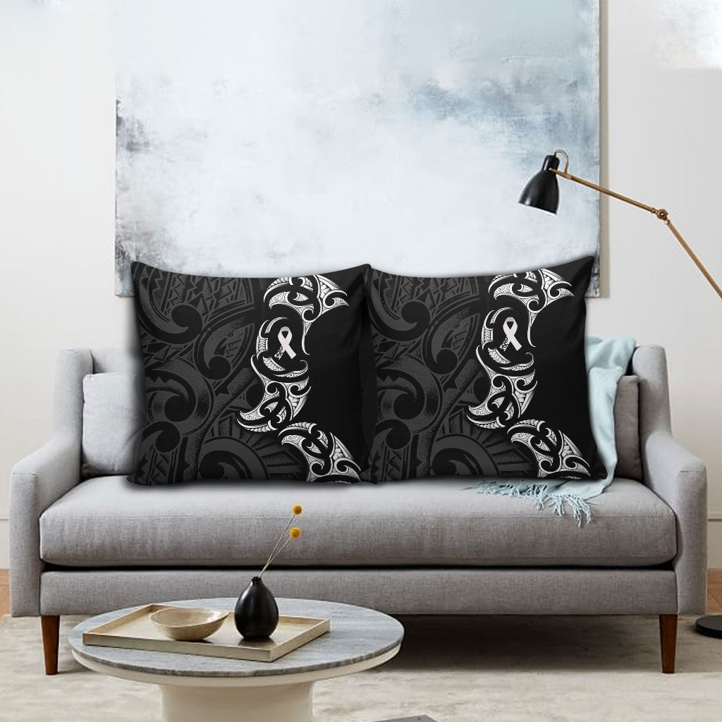 White Ribbon Day New Zealand Pillow Cover Aotearoa Maori Pattern LT14 - Polynesian Pride