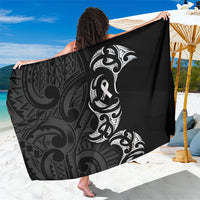 White Ribbon Day New Zealand Sarong Aotearoa Maori Pattern LT14 One Size 44 x 66 inches Black - Polynesian Pride