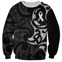 White Ribbon Day New Zealand Sweatshirt Aotearoa Maori Pattern LT14 Unisex Black - Polynesian Pride