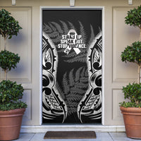 White Ribbon Day New Zealand Door Cover Respect Women Maori Pattern Black LT14 Black - Polynesian Pride