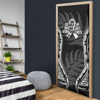 White Ribbon Day New Zealand Door Cover Respect Women Maori Pattern Black LT14 - Polynesian Pride