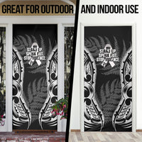 White Ribbon Day New Zealand Door Cover Respect Women Maori Pattern Black LT14 - Polynesian Pride