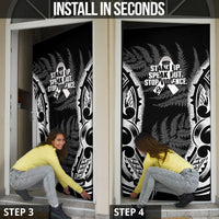 White Ribbon Day New Zealand Door Cover Respect Women Maori Pattern Black LT14 - Polynesian Pride