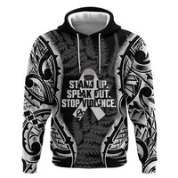 White Ribbon Day New Zealand Hoodie Respect Women Maori Pattern Black LT14 Pullover Hoodie Black - Polynesian Pride
