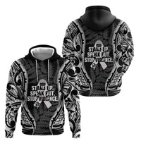 White Ribbon Day New Zealand Hoodie Respect Women Maori Pattern Black LT14 - Polynesian Pride