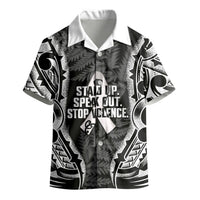 White Ribbon Day New Zealand Kid Hawaiian Shirt Respect Women Maori Pattern Black LT14 - Polynesian Pride