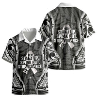 White Ribbon Day New Zealand Kid Hawaiian Shirt Respect Women Maori Pattern Black LT14 - Polynesian Pride