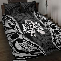 White Ribbon Day New Zealand Quilt Bed Set Respect Women Maori Pattern Black LT14 Black - Polynesian Pride