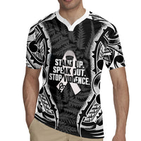 White Ribbon Day New Zealand Rugby Jersey Respect Women Maori Pattern Black LT14 - Polynesian Pride