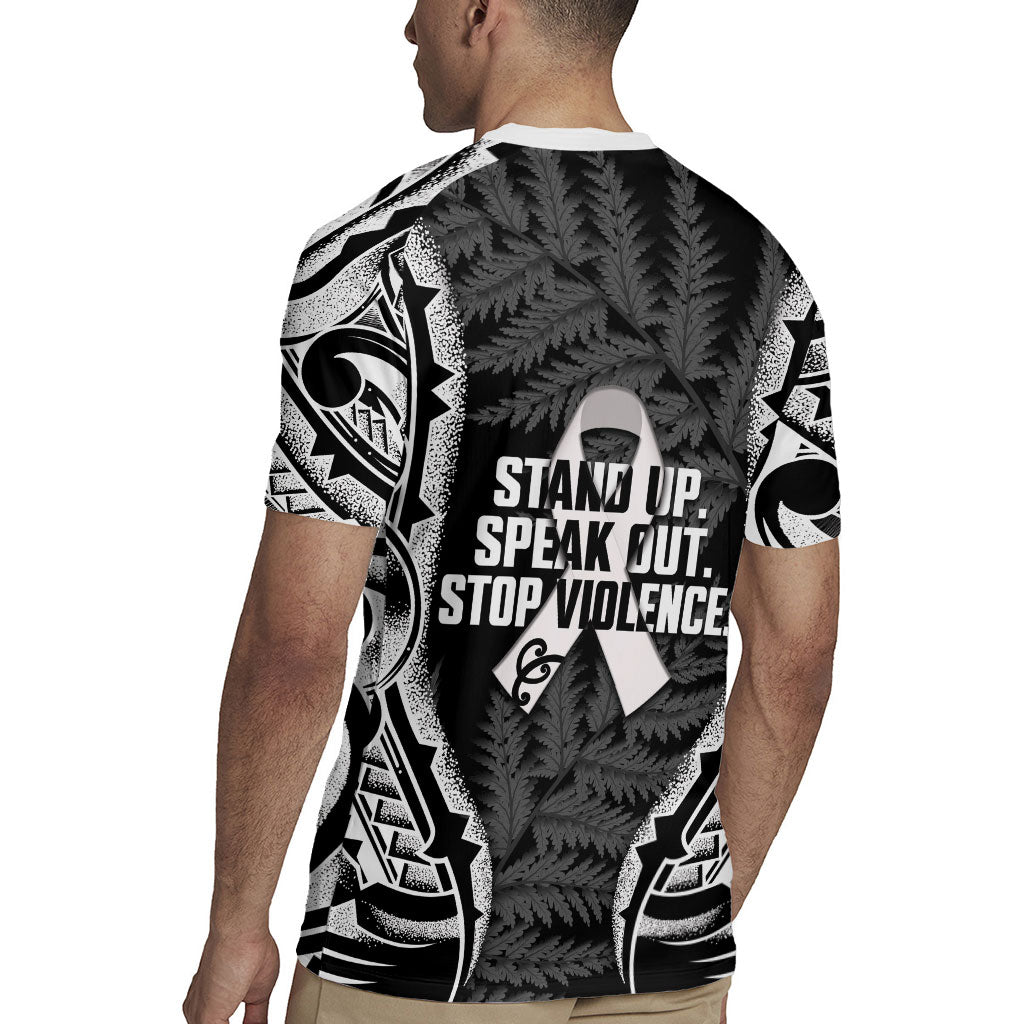 White Ribbon Day New Zealand Rugby Jersey Respect Women Maori Pattern Black LT14 - Polynesian Pride