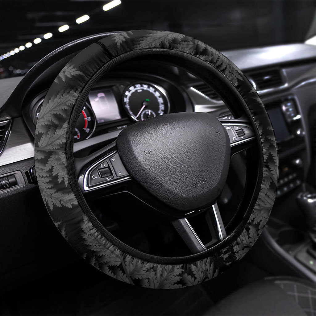 White Ribbon Day New Zealand Steering Wheel Cover Respect Women Maori Pattern Black LT14 Universal Fit Black - Polynesian Pride