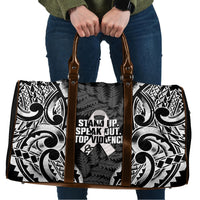 White Ribbon Day New Zealand Travel Bag Respect Women Maori Pattern Black LT14 Black - Polynesian Pride