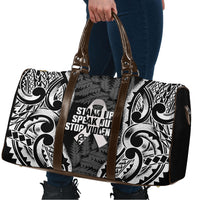White Ribbon Day New Zealand Travel Bag Respect Women Maori Pattern Black LT14 - Polynesian Pride