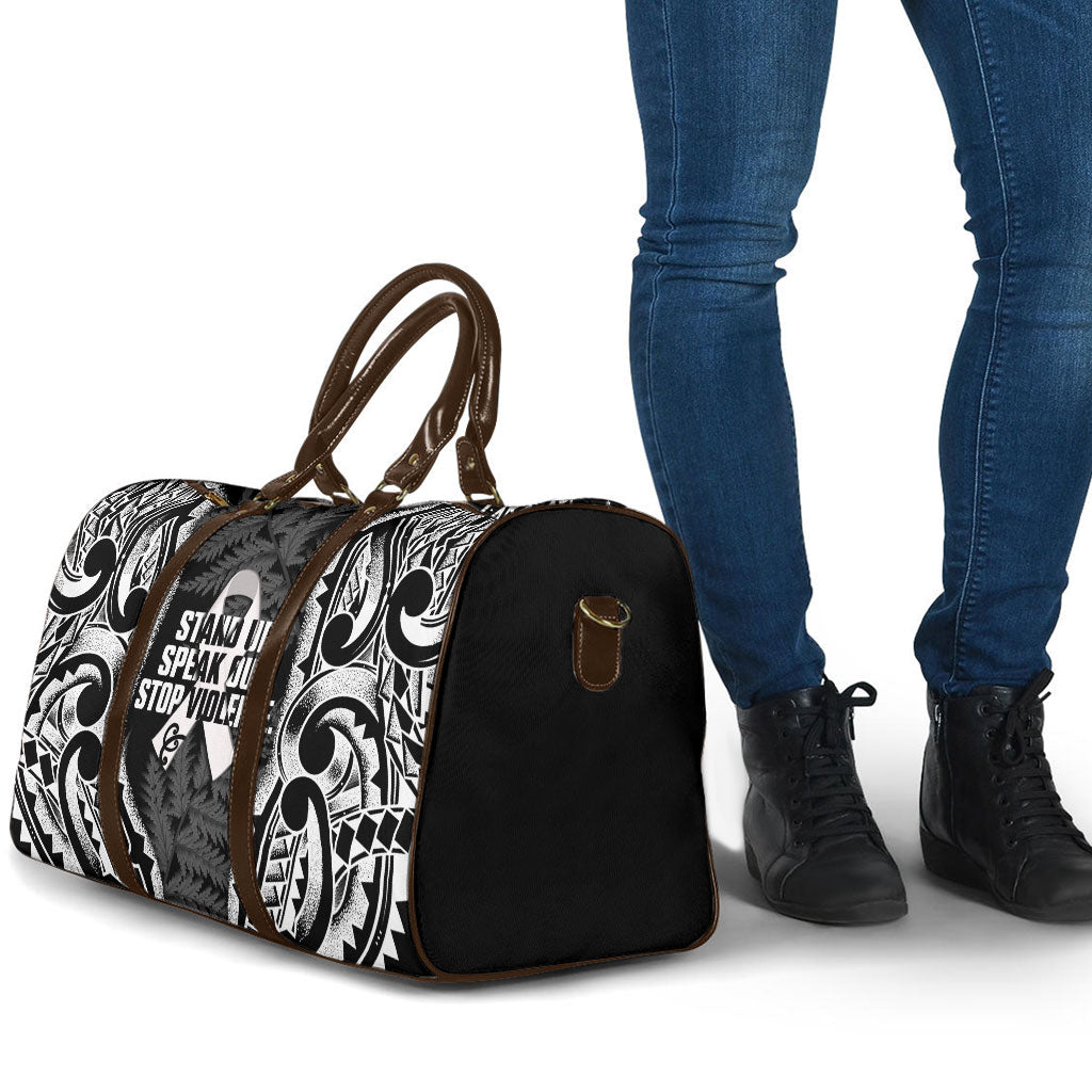 White Ribbon Day New Zealand Travel Bag Respect Women Maori Pattern Black LT14 - Polynesian Pride