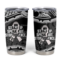 White Ribbon Day New Zealand Tumbler Cup Respect Women Maori Pattern Black LT14 Black - Polynesian Pride