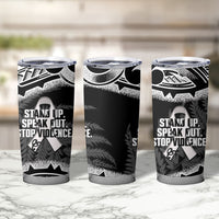 White Ribbon Day New Zealand Tumbler Cup Respect Women Maori Pattern Black LT14 - Polynesian Pride