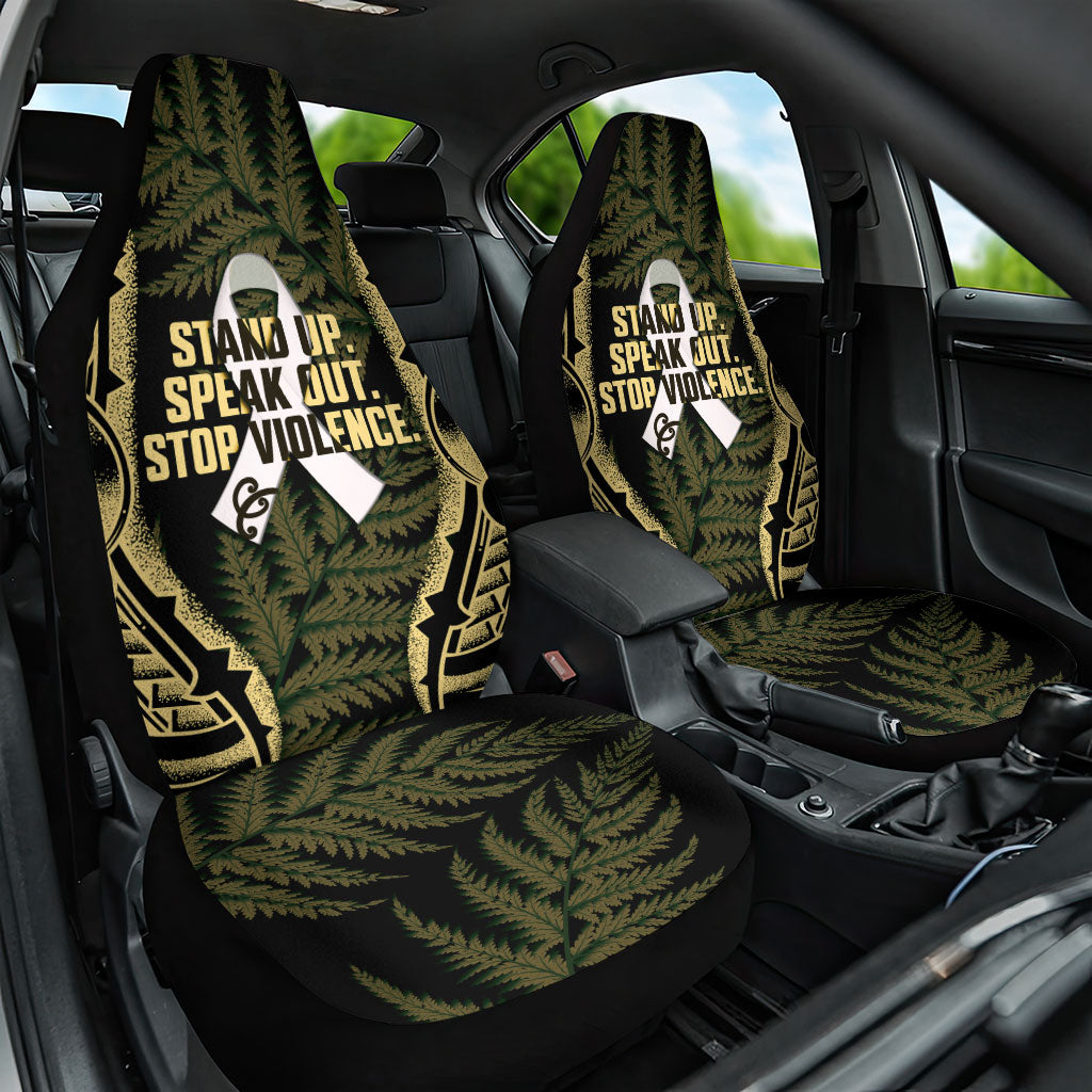 White Ribbon Day New Zealand Car Seat Cover Respect Women Maori Pattern Yellow LT14 One Size Yellow - Polynesian Pride