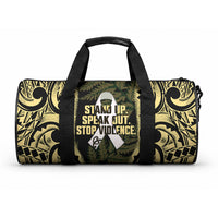 White Ribbon Day New Zealand Duffle Bag Respect Women Maori Pattern Yellow LT14 One size Yellow - Polynesian Pride