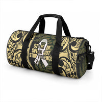 White Ribbon Day New Zealand Duffle Bag Respect Women Maori Pattern Yellow LT14 - Polynesian Pride