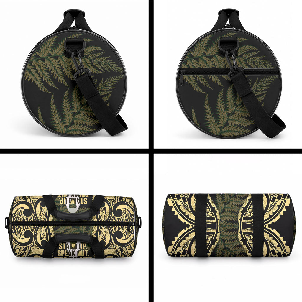 White Ribbon Day New Zealand Duffle Bag Respect Women Maori Pattern Yellow LT14 - Polynesian Pride