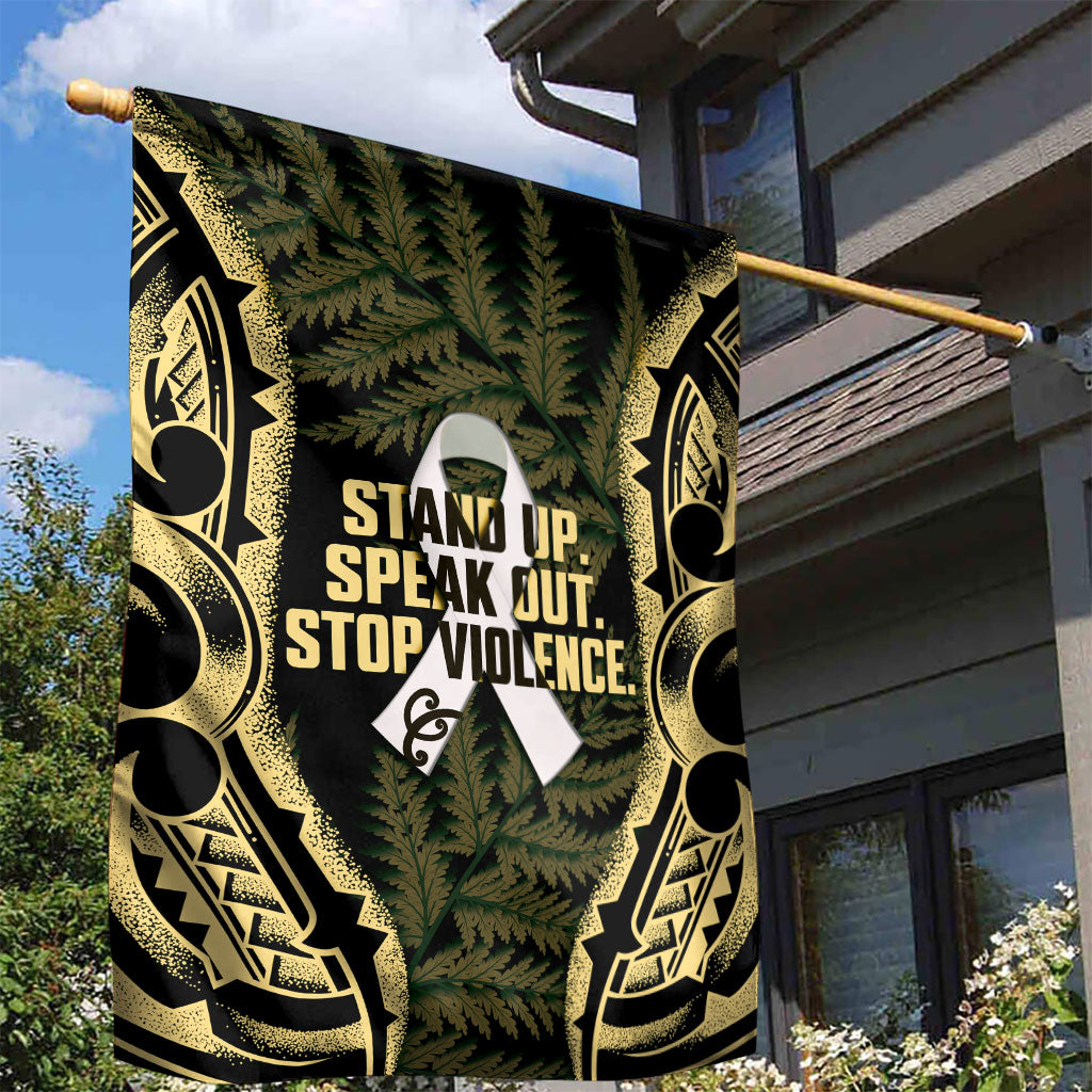 White Ribbon Day New Zealand Garden Flag Respect Women Maori Pattern Yellow LT14 - Polynesian Pride