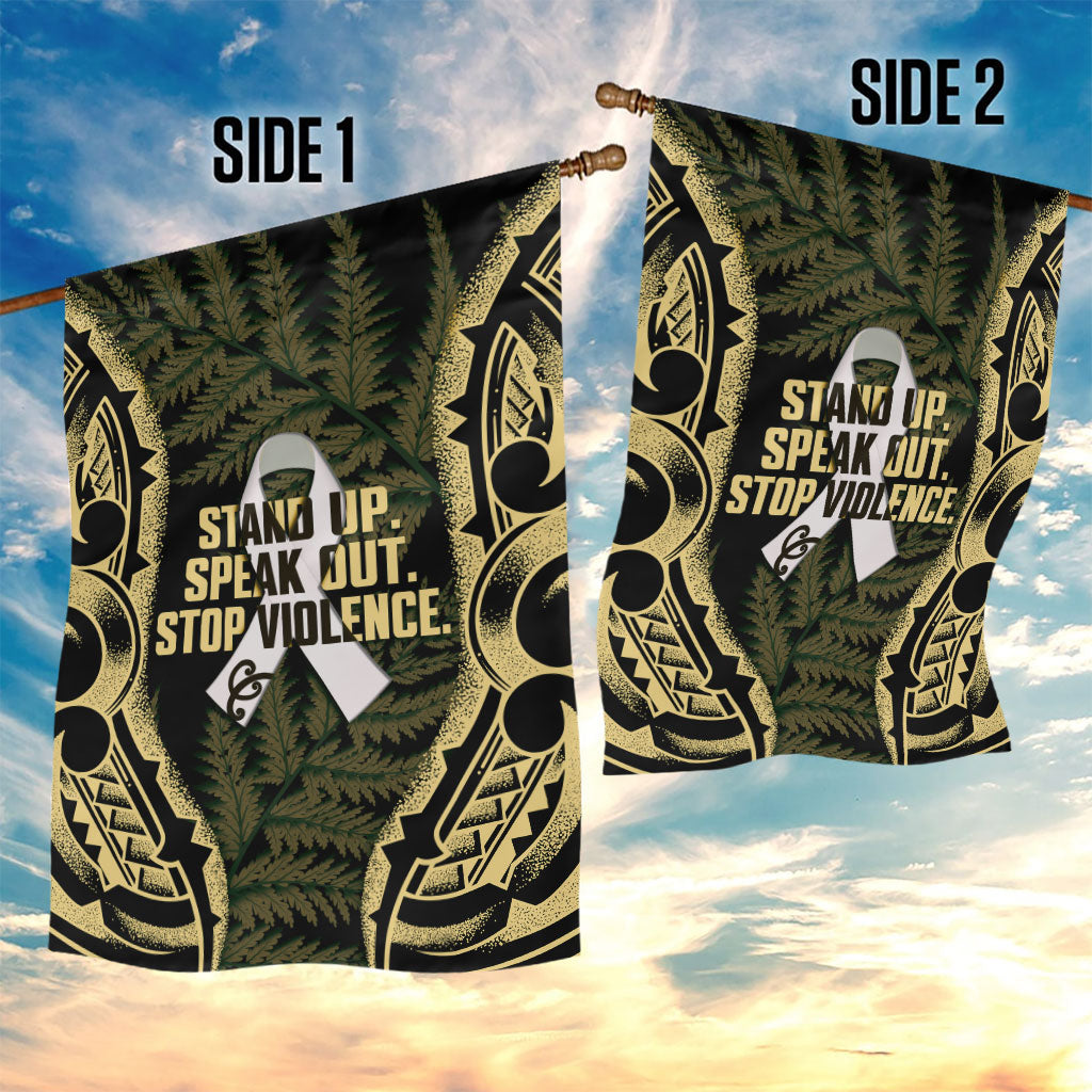 White Ribbon Day New Zealand Garden Flag Respect Women Maori Pattern Yellow LT14 - Polynesian Pride