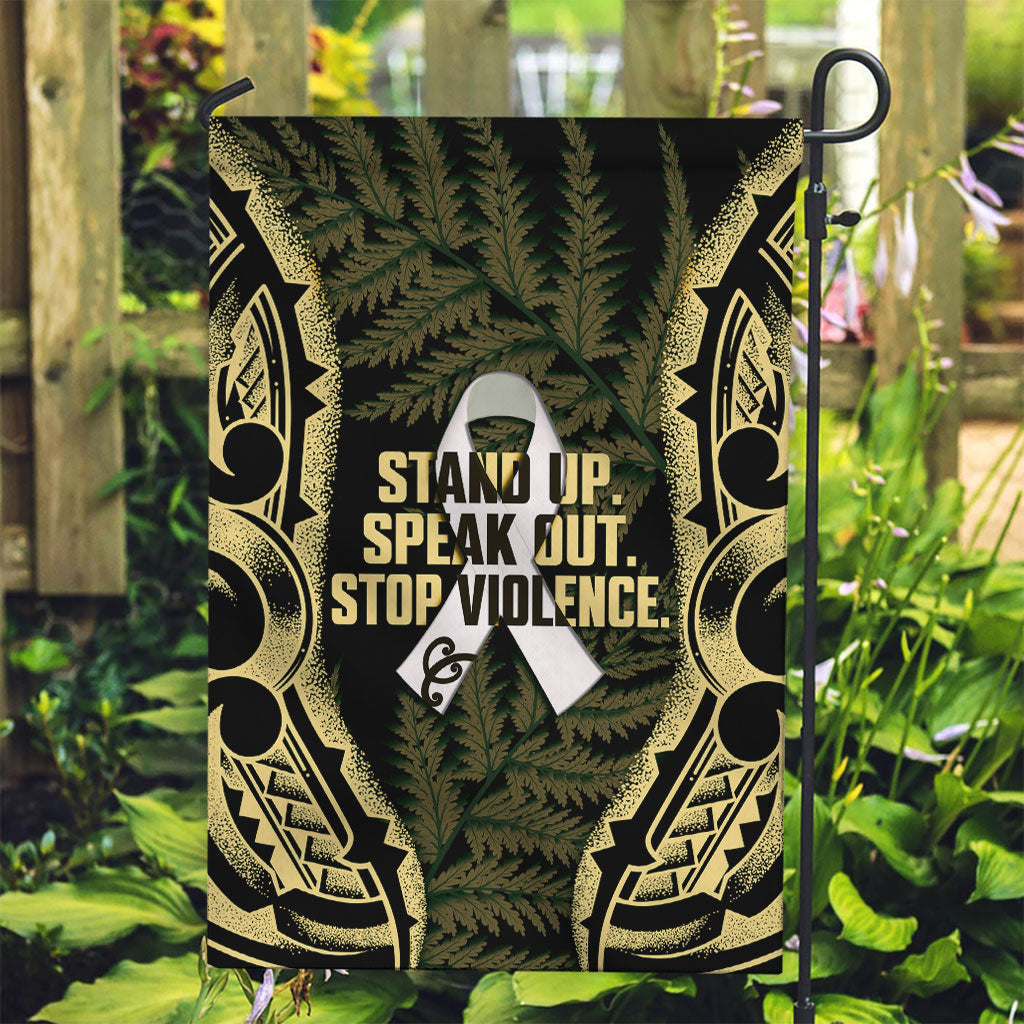 White Ribbon Day New Zealand Garden Flag Respect Women Maori Pattern Yellow LT14 Garden Flag Yellow - Polynesian Pride