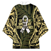 White Ribbon Day New Zealand Kimono Respect Women Maori Pattern Yellow LT14 - Polynesian Pride