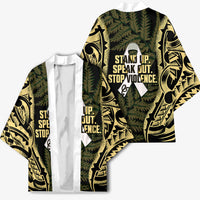 White Ribbon Day New Zealand Kimono Respect Women Maori Pattern Yellow LT14 - Polynesian Pride