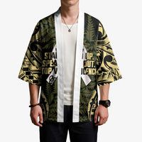White Ribbon Day New Zealand Kimono Respect Women Maori Pattern Yellow LT14 - Polynesian Pride