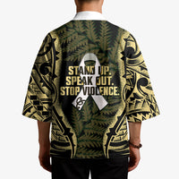 White Ribbon Day New Zealand Kimono Respect Women Maori Pattern Yellow LT14 - Polynesian Pride