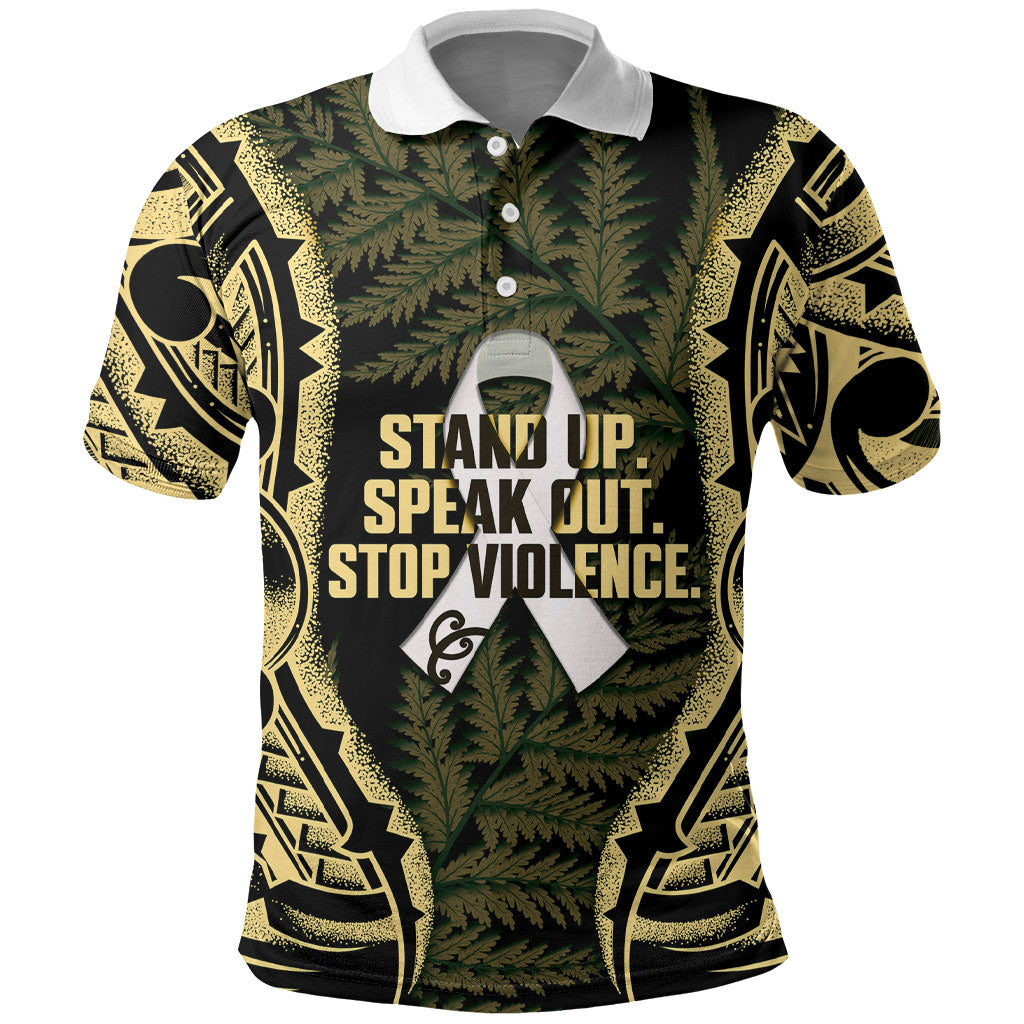 White Ribbon Day New Zealand Polo Shirt Respect Women Maori Pattern Yellow LT14 Yellow - Polynesian Pride