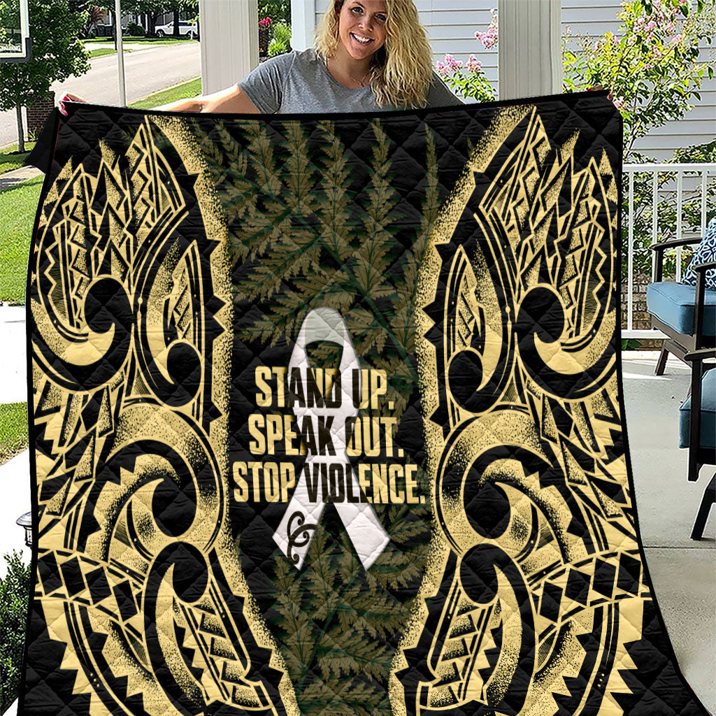 White Ribbon Day New Zealand Quilt Respect Women Maori Pattern Yellow LT14 Yellow - Polynesian Pride