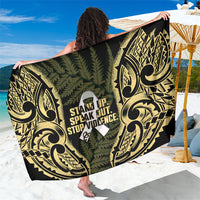 White Ribbon Day New Zealand Sarong Respect Women Maori Pattern Yellow LT14 One Size 44 x 66 inches Yellow - Polynesian Pride