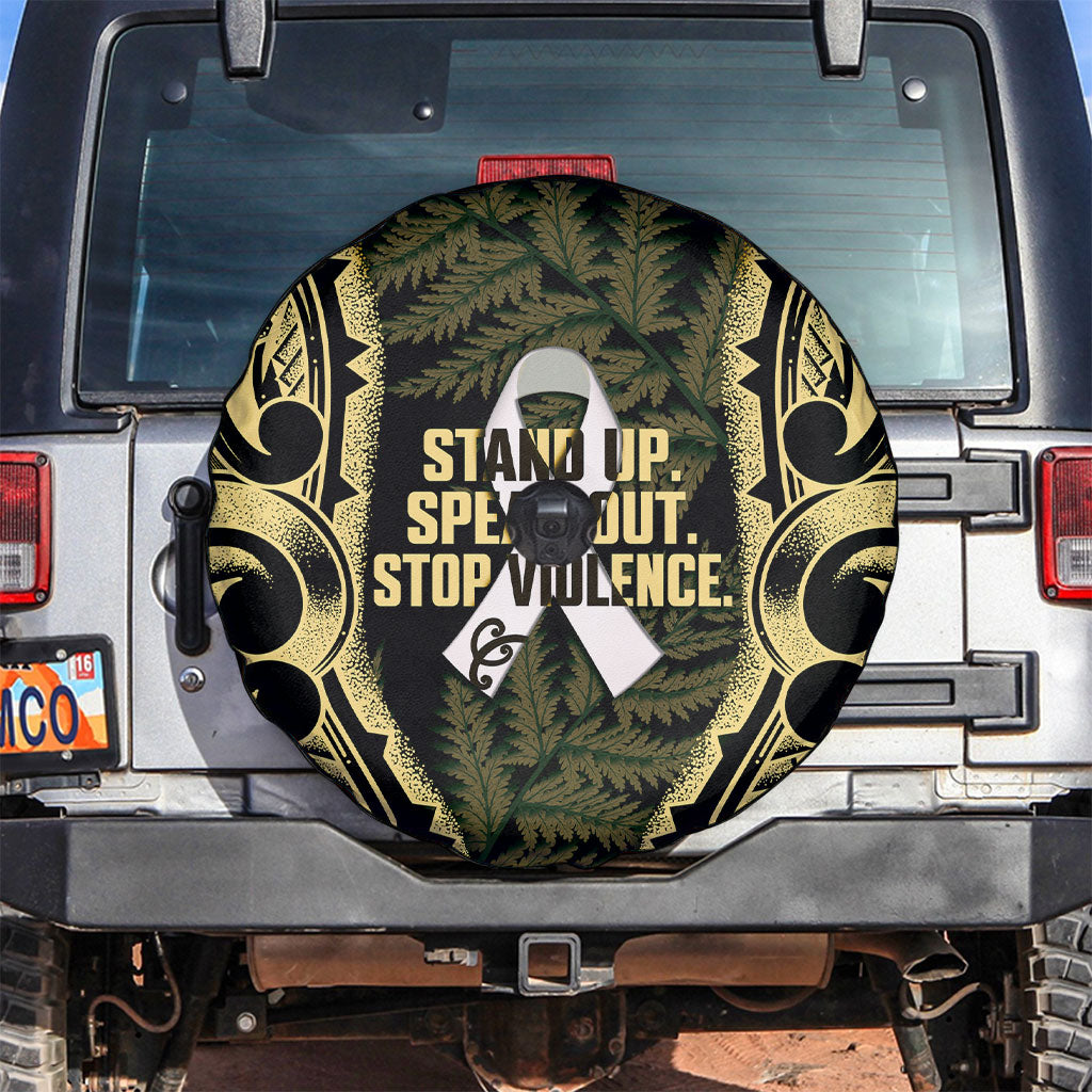 White Ribbon Day New Zealand Spare Tire Cover Respect Women Maori Pattern Yellow LT14 Yellow - Polynesian Pride