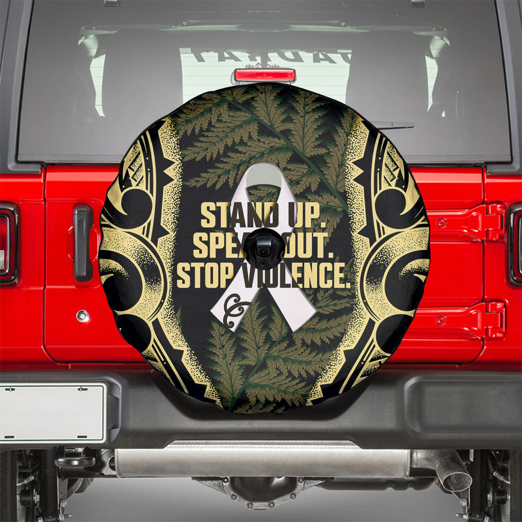 White Ribbon Day New Zealand Spare Tire Cover Respect Women Maori Pattern Yellow LT14 - Polynesian Pride