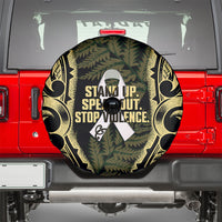 White Ribbon Day New Zealand Spare Tire Cover Respect Women Maori Pattern Yellow LT14 - Polynesian Pride