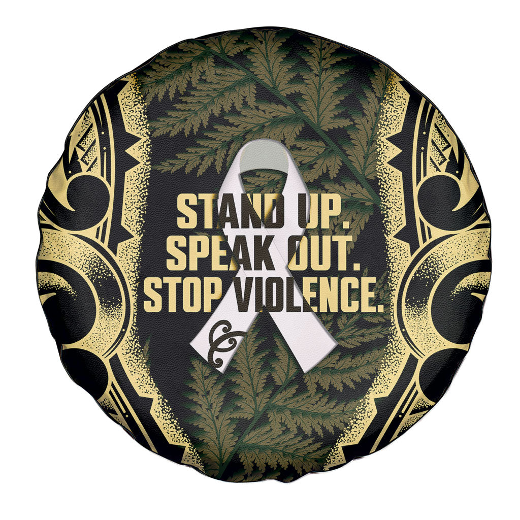 White Ribbon Day New Zealand Spare Tire Cover Respect Women Maori Pattern Yellow LT14 - Polynesian Pride