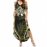 White Ribbon Day New Zealand Summer Maxi Dress Respect Women Maori Pattern Yellow LT14 Women Yellow - Polynesian Pride
