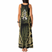 White Ribbon Day New Zealand Tank Maxi Dress Respect Women Maori Pattern Yellow LT14 - Polynesian Pride