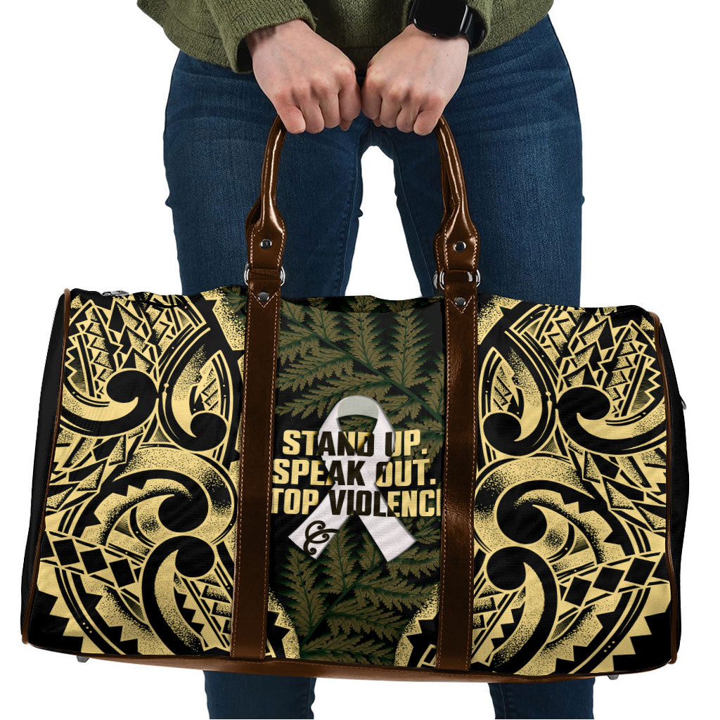 White Ribbon Day New Zealand Travel Bag Respect Women Maori Pattern Yellow LT14 Yellow - Polynesian Pride