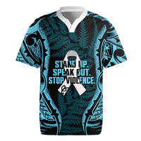 White Ribbon Day New Zealand Rugby Jersey Respect Women Maori Pattern Blue LT14 Blue - Polynesian Pride
