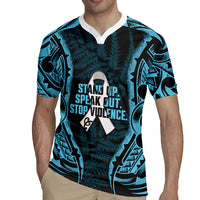 White Ribbon Day New Zealand Rugby Jersey Respect Women Maori Pattern Blue LT14 - Polynesian Pride
