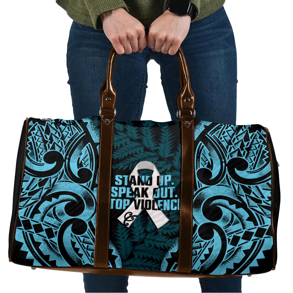 White Ribbon Day New Zealand Travel Bag Respect Women Maori Pattern Blue LT14 Blue - Polynesian Pride