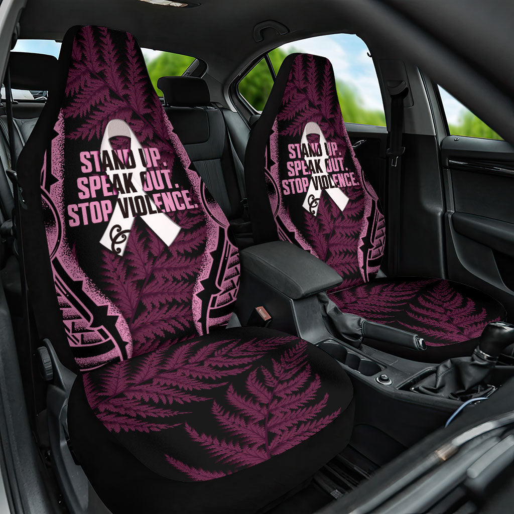 White Ribbon Day New Zealand Car Seat Cover Respect Women Maori Pattern Pink LT14 One Size Pink - Polynesian Pride