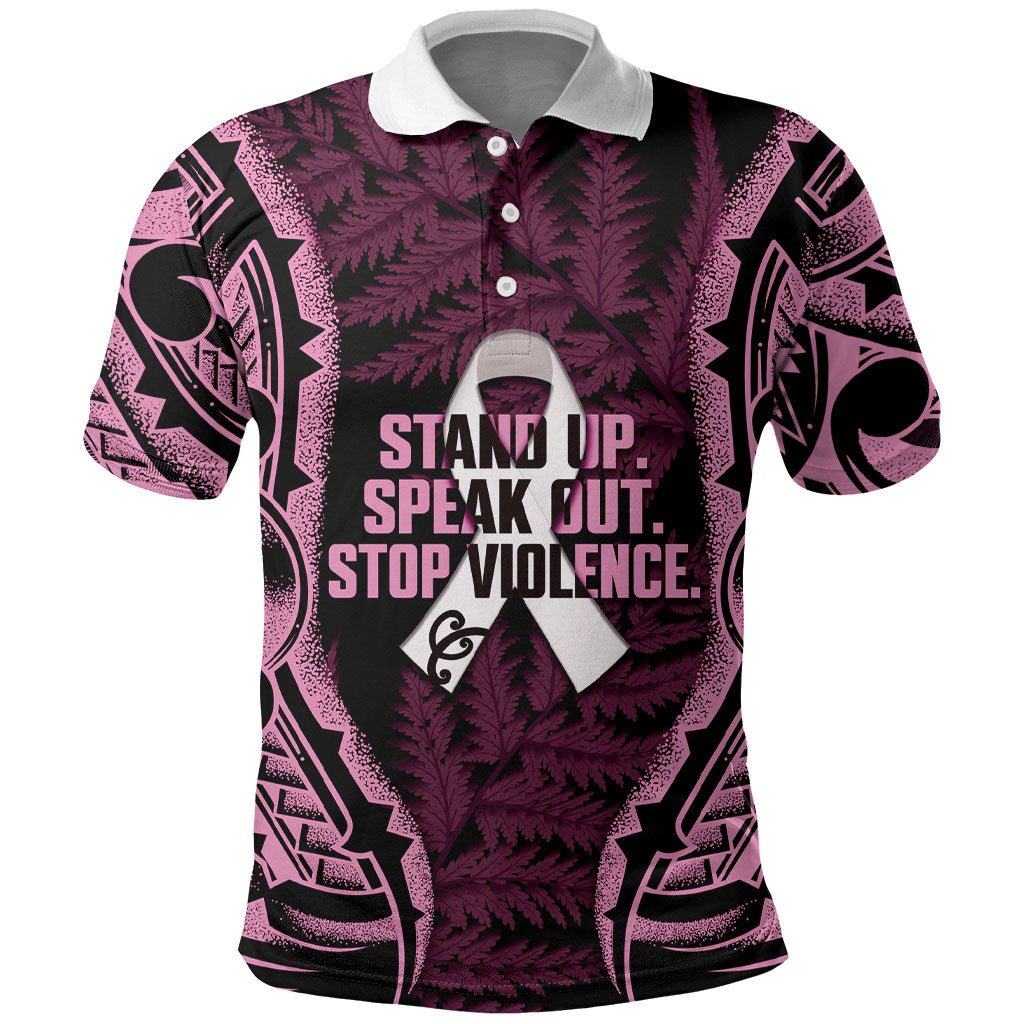 White Ribbon Day New Zealand Polo Shirt Respect Women Maori Pattern Pink LT14 Pink - Polynesian Pride