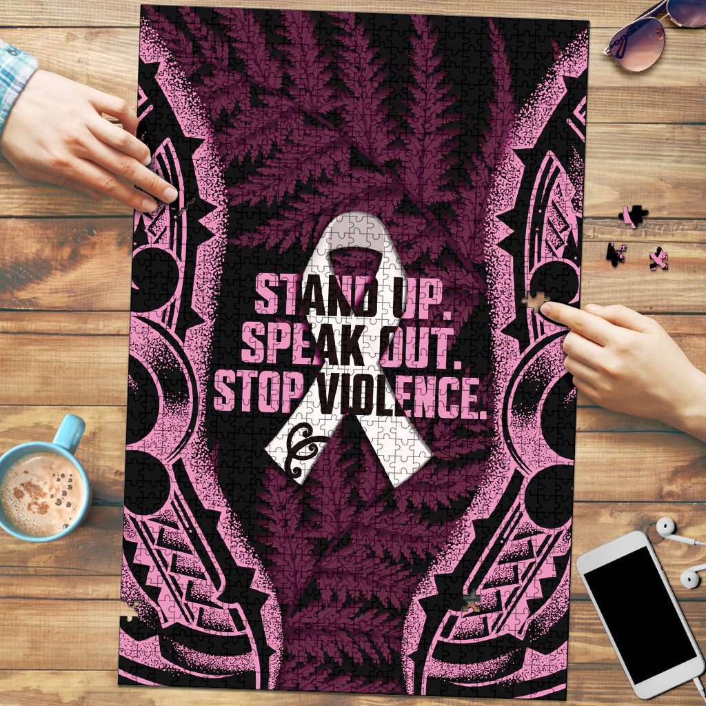 White Ribbon Day New Zealand Puzzle Respect Women Maori Pattern Pink LT14 Pink - Polynesian Pride