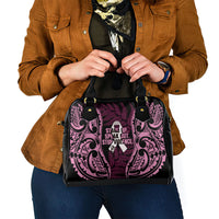 White Ribbon Day New Zealand Shoulder Handbag Respect Women Maori Pattern Pink LT14 - Polynesian Pride