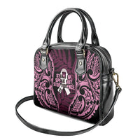 White Ribbon Day New Zealand Shoulder Handbag Respect Women Maori Pattern Pink LT14 - Polynesian Pride
